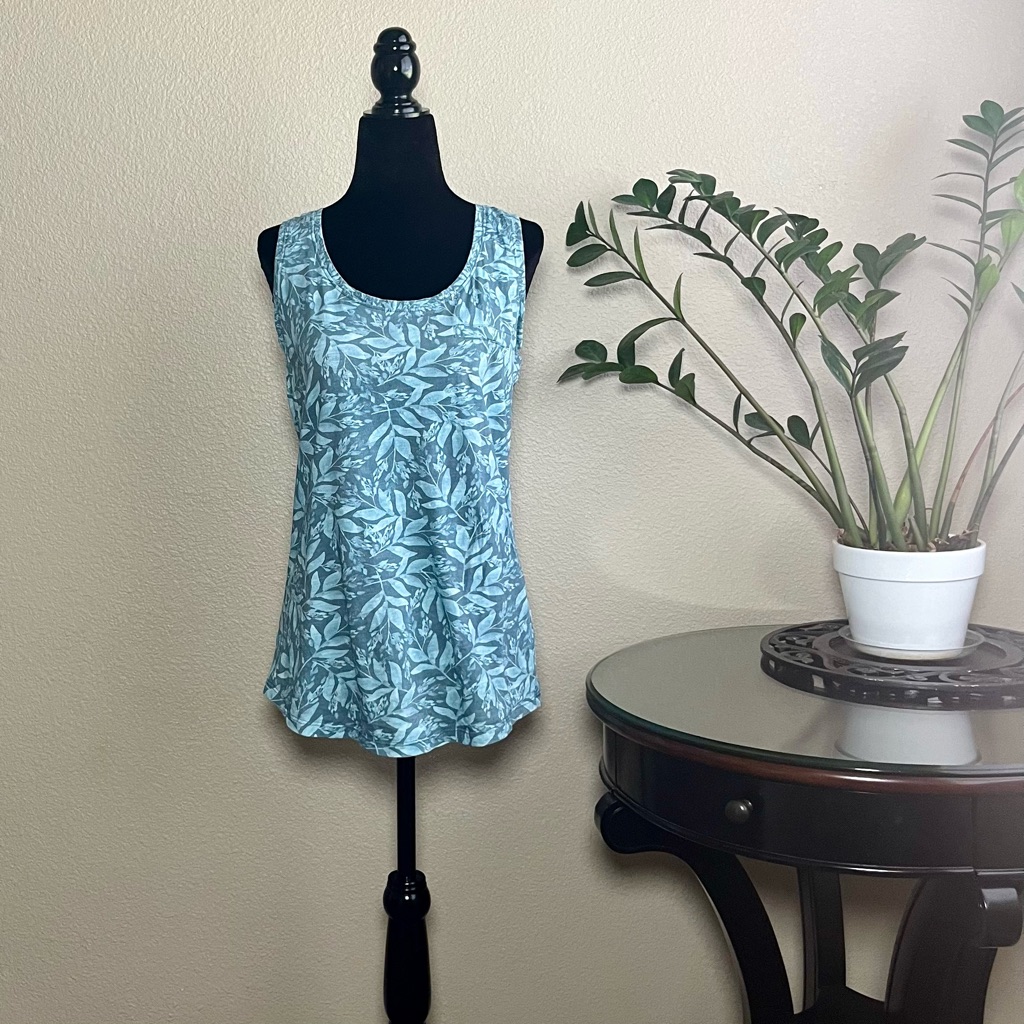 Kuhl Light Blue Leaf Print Tank Top